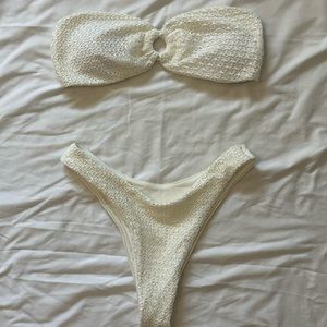 White strapless bikini